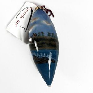 1999 Figi Inside Art 5’’ Christmas Teardrop Glass Ornament Coquille River, OR